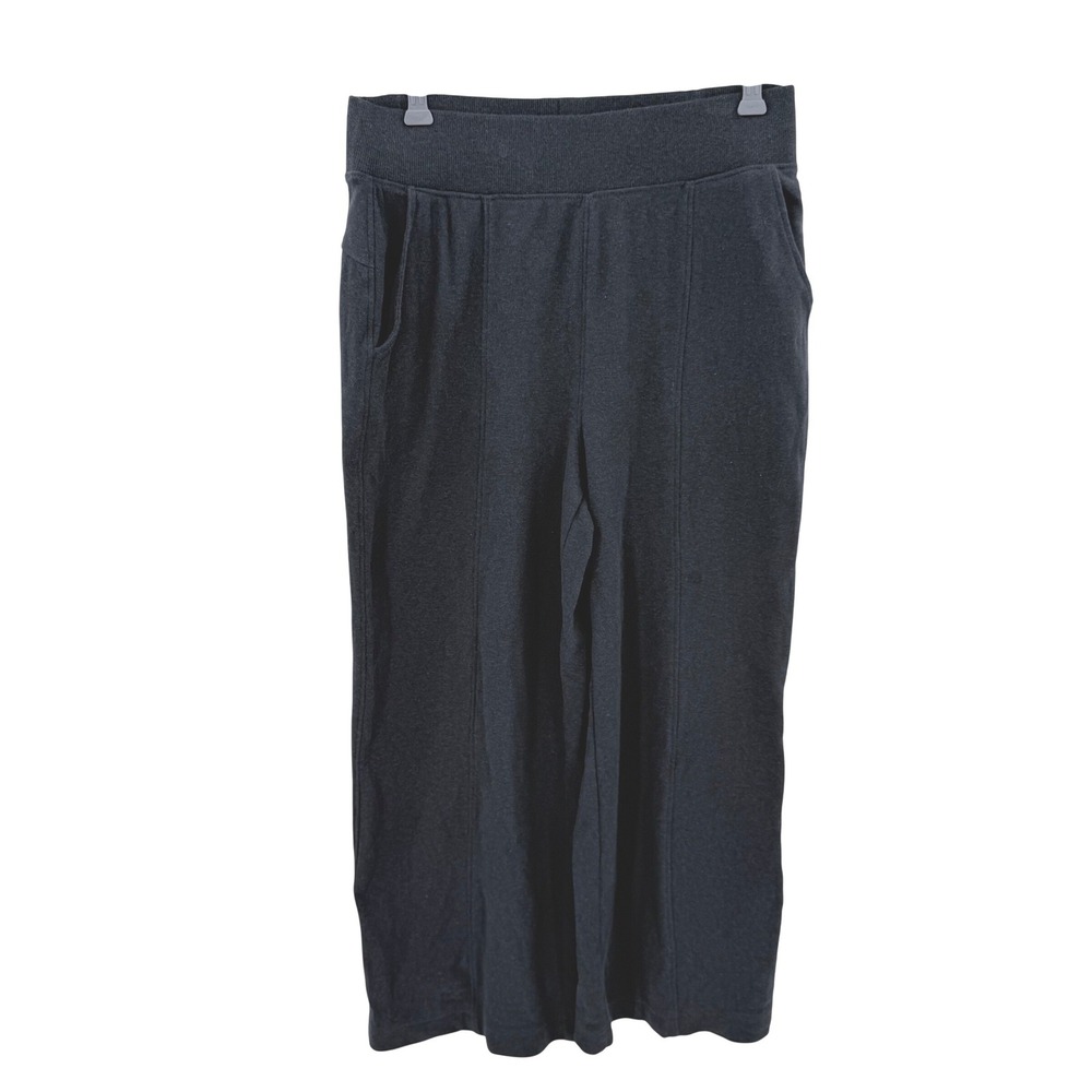 Pact Organic Cotton Wide Leg Cropped Lounge Pants Charcoal Grey Size M